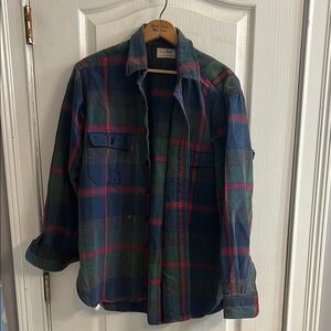 Vintage L.L. Bean Men's Plaid Jacket - Blue and Green